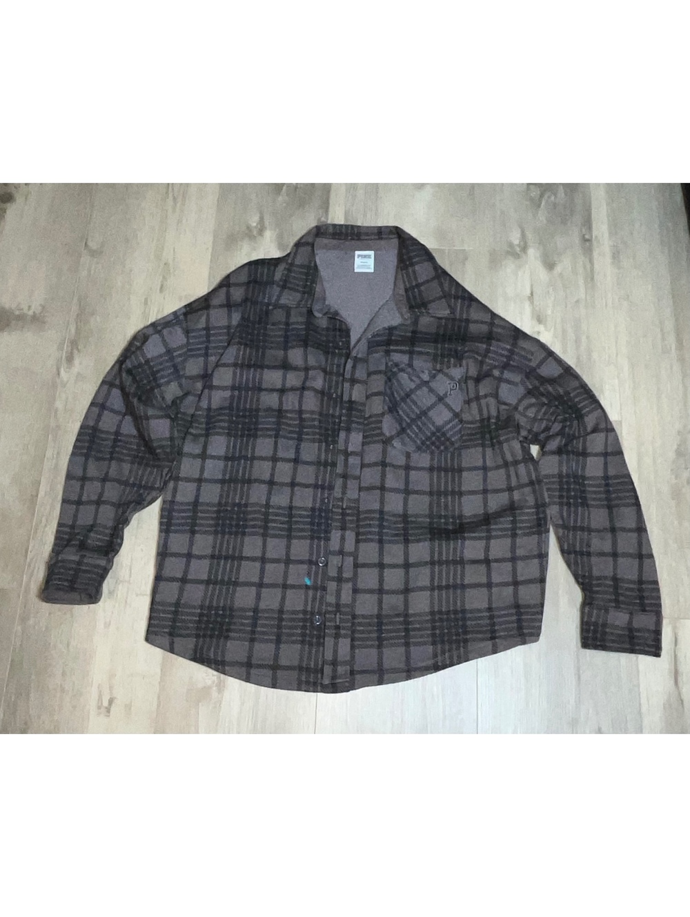 PINK Victoria's Secret Brown Plaid Button-Up Shirt - Picture 1 of 4